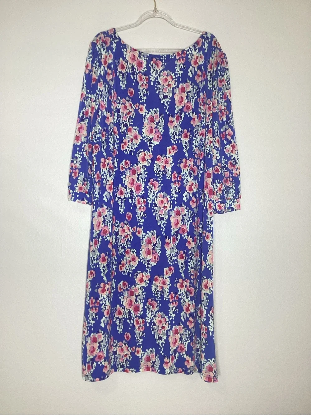 Mary Square NEW Blue Floral Shift Dress 3/4 Sleeves NWT XXL - Picture 2 of 8